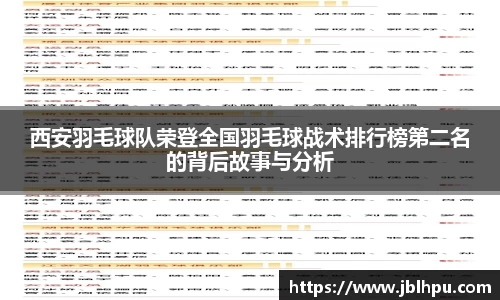 西安羽毛球队荣登全国羽毛球战术排行榜第二名的背后故事与分析